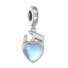 Mum & Cub Polar Bear on Heart Charm - Sparks Charms