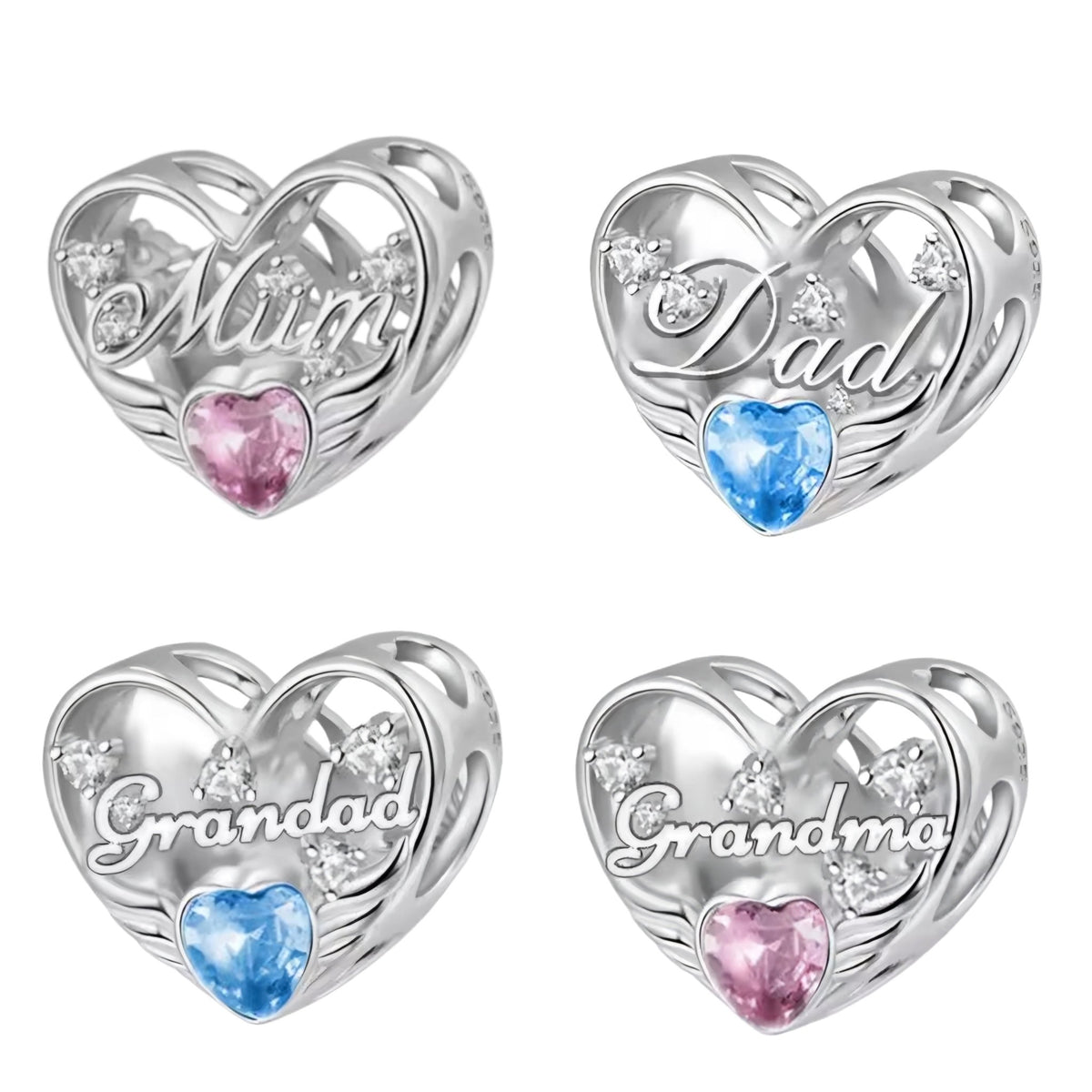 Mum Dad Grandma Grandad Memorial Bead Charm - Sparks Charms