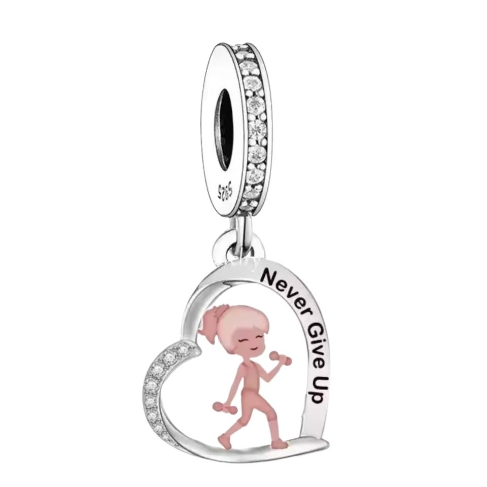 'Never give up' Motivational Gym Fitness Charm - Sparks Charms