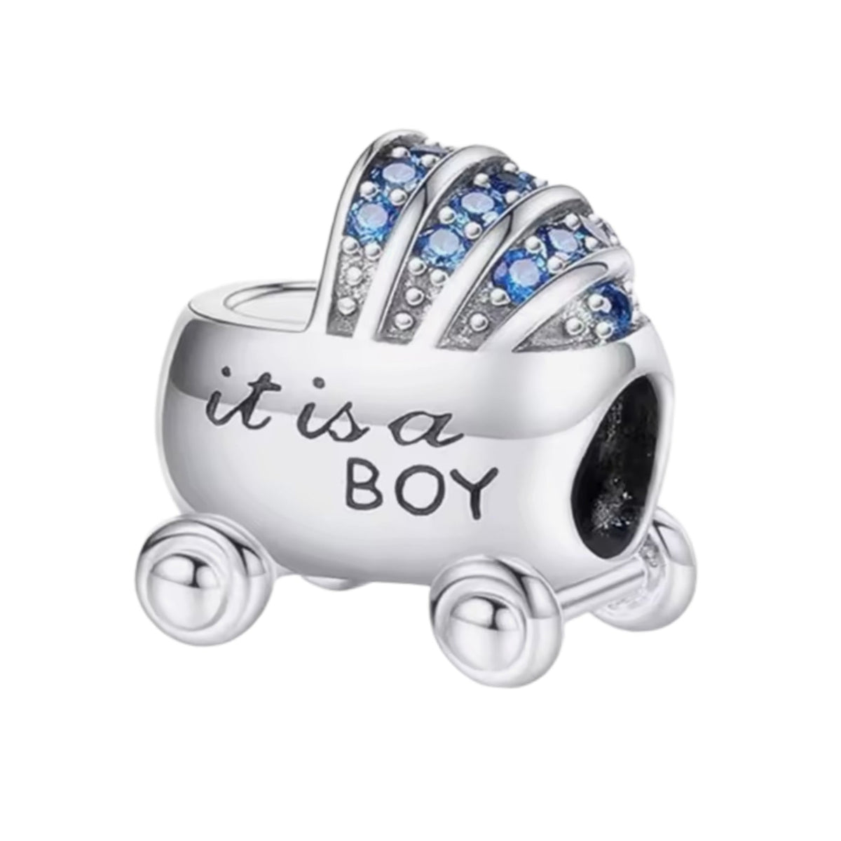 New Baby Sparkling Pram Push Chair Pink or Blue Charm - Sparks Charms