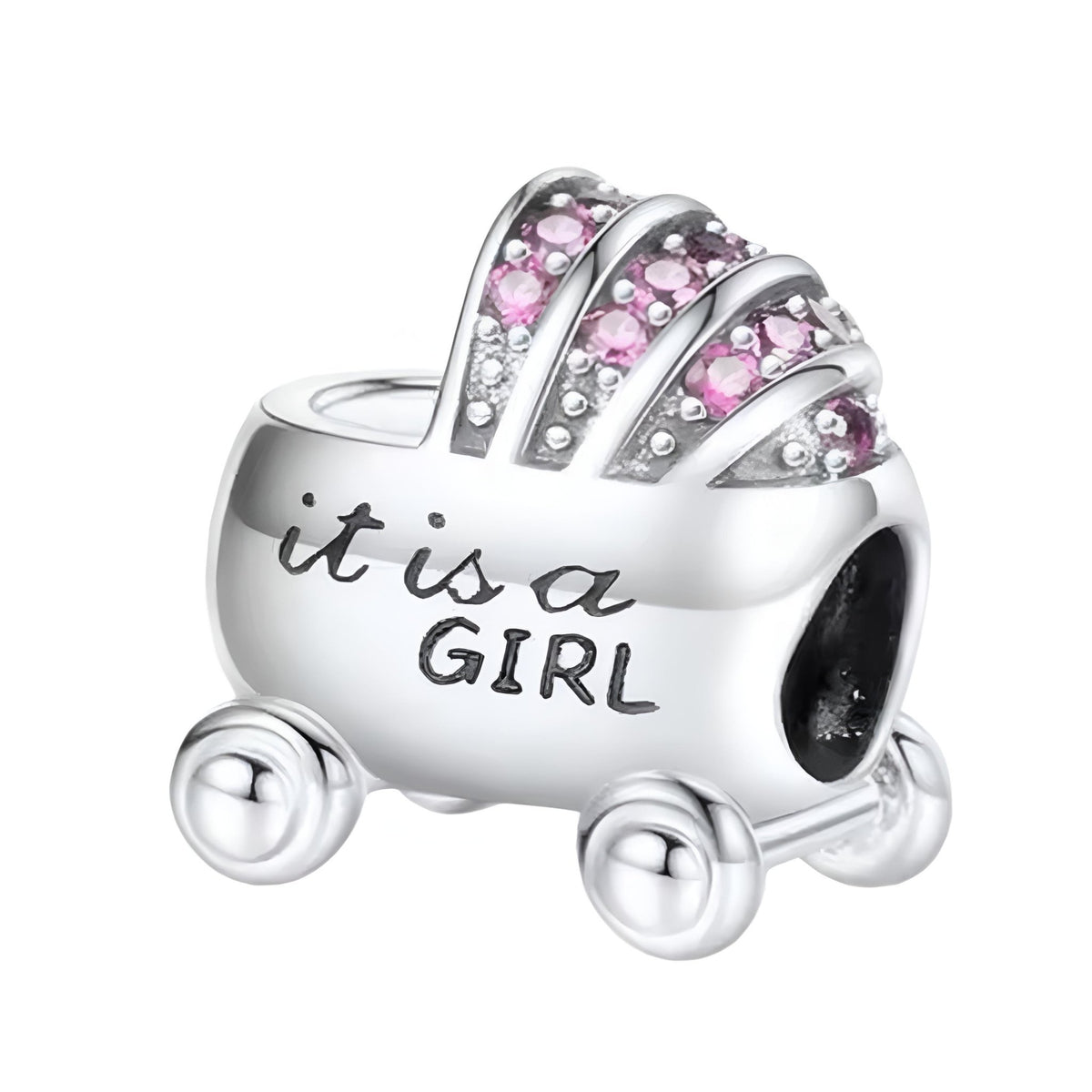 New Baby Sparkling Pram Push Chair Pink or Blue Charm - Sparks Charms
