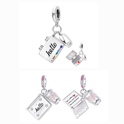 New / First Job Hinged Opening Laptop & Coffee or Mouse Charm - Sparks Charms