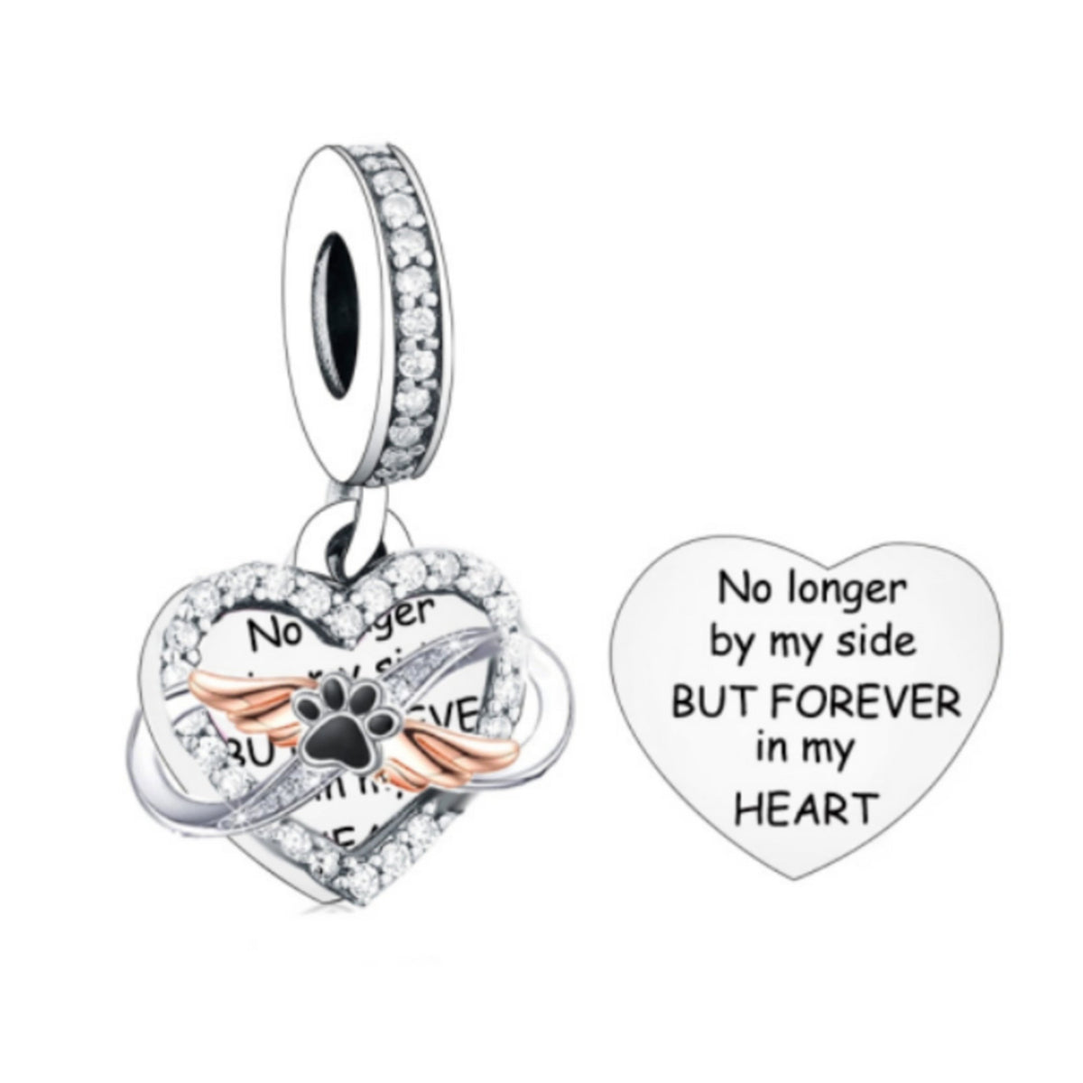 'No longer by my side' Pet Memorial Charm - Sparks Charms