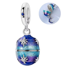 Opening Blue Faberge Egg with Moon Inside Charm - Sparks Charms