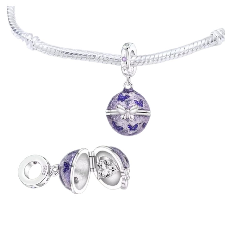 Opening Butterfly with Sparkling Heart Gem Charm - Sparks Charms