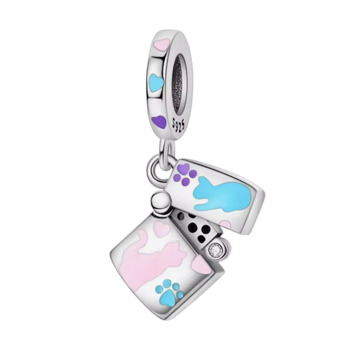 Opening Cat Print Petrol Lighter Charm - Sparks Charms