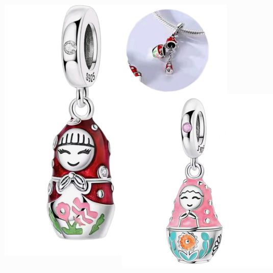 Opening Red or Pink Russian Doll Charm - Sparks Charms