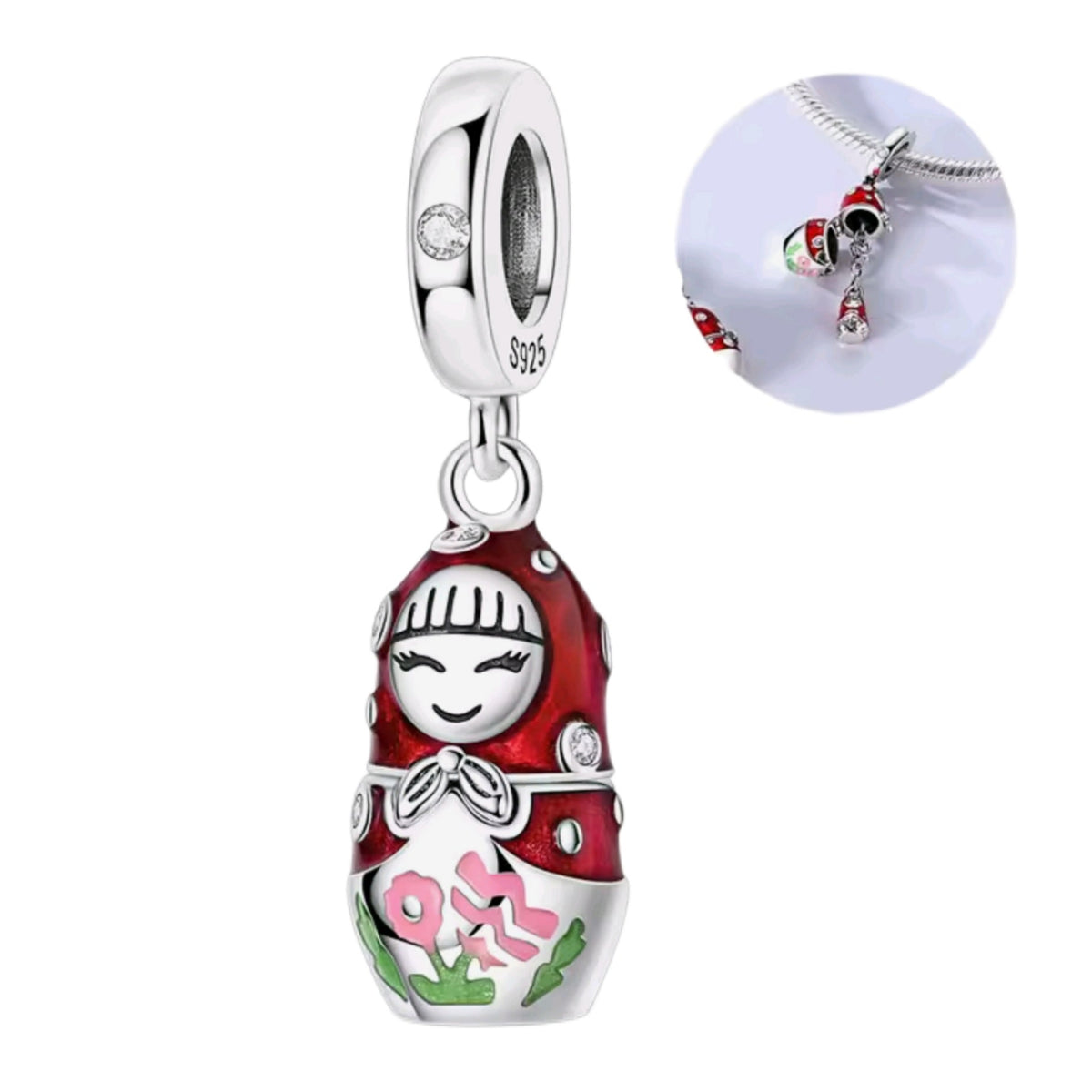 Opening Red or Pink Russian Doll Charm - Sparks Charms