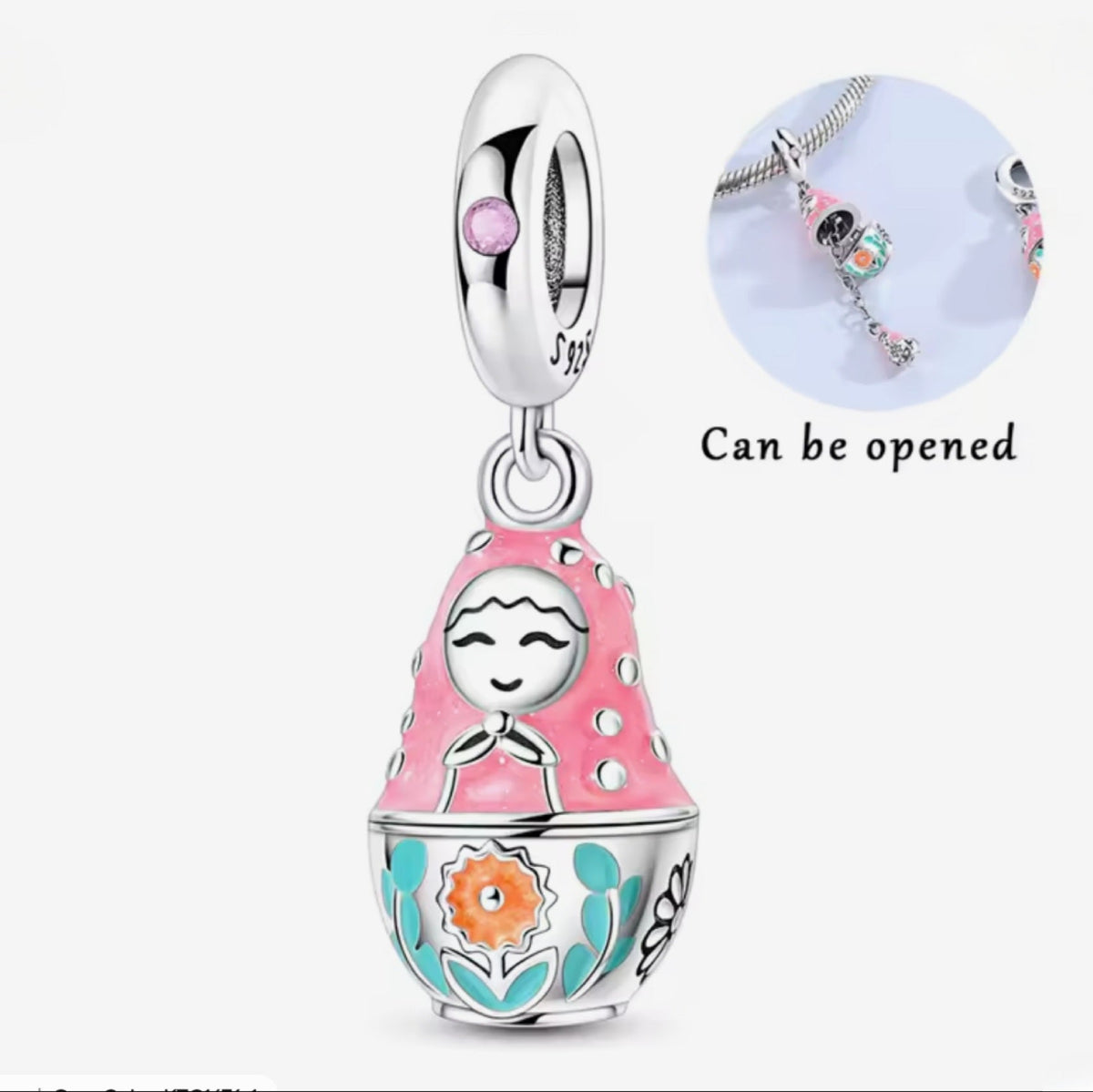 Opening Red or Pink Russian Doll Charm - Sparks Charms