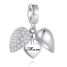 Opening Sparkling Clear or Pink Mum Heart Charm - Sparks Charms