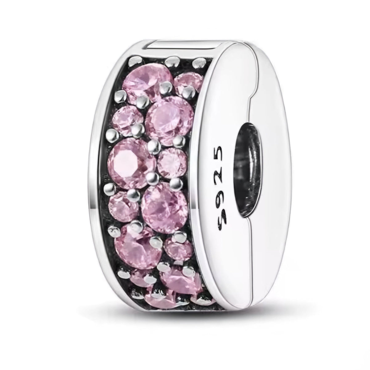 Pave Heart Round & Band Clip on Spacer Charm - Sparks Charms