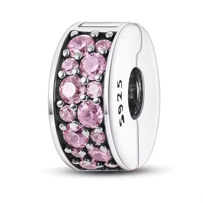 Pave Heart Round & Band Clip on Spacer Charm - Sparks Charms