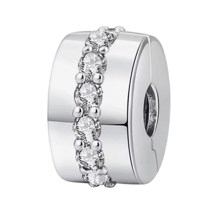Pave Heart Round & Band Clip on Spacer Charm - Sparks Charms