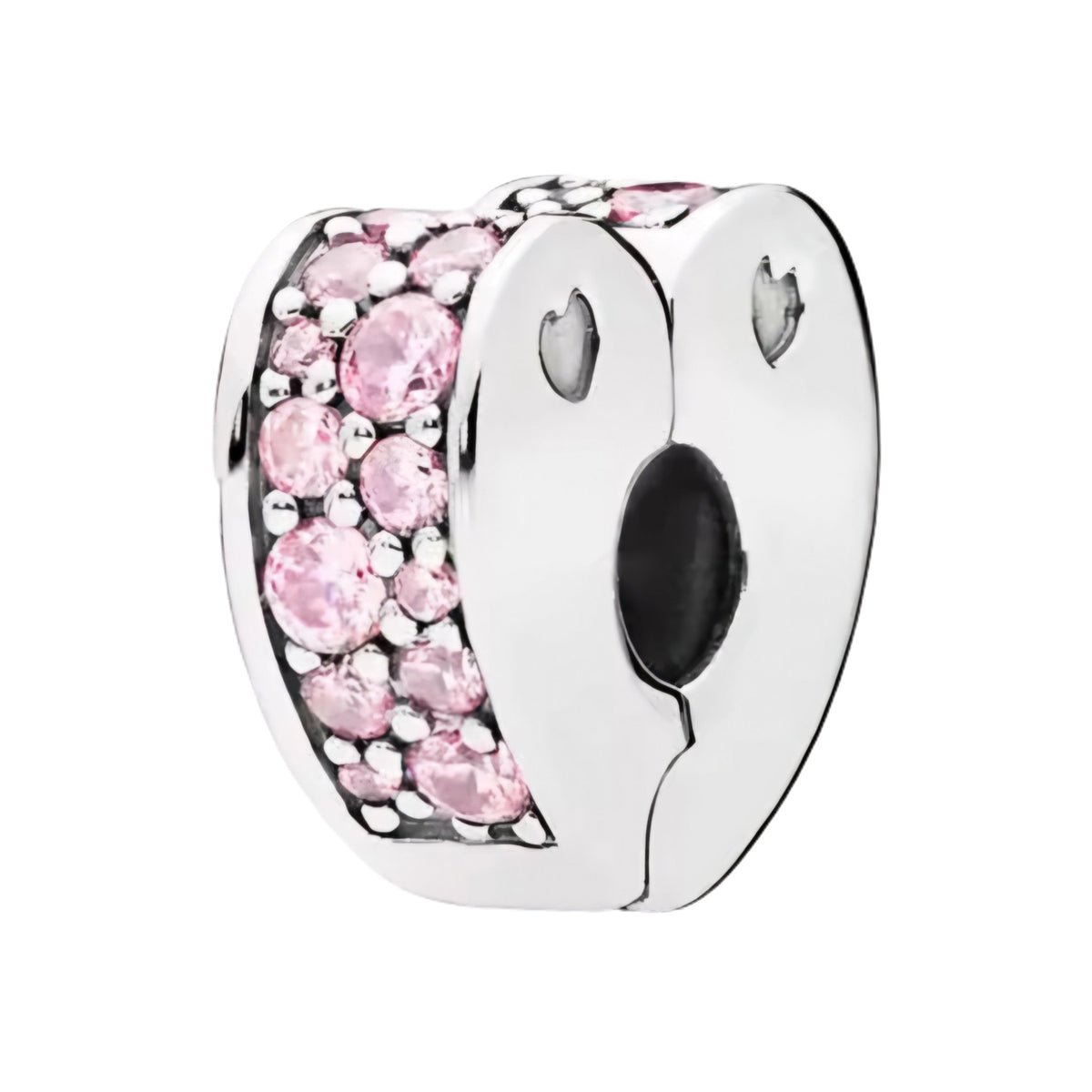Pave Heart Round & Band Clip on Spacer Charm - Sparks Charms