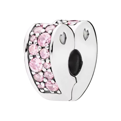 Pave Heart Round & Band Clip on Spacer Charm - Sparks Charms