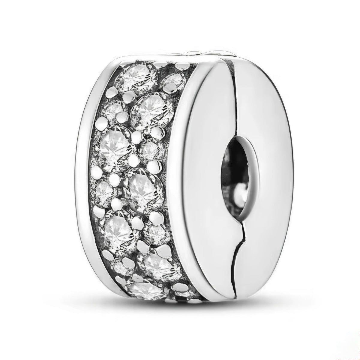 Pave Heart Round & Band Clip on Spacer Charm - Sparks Charms
