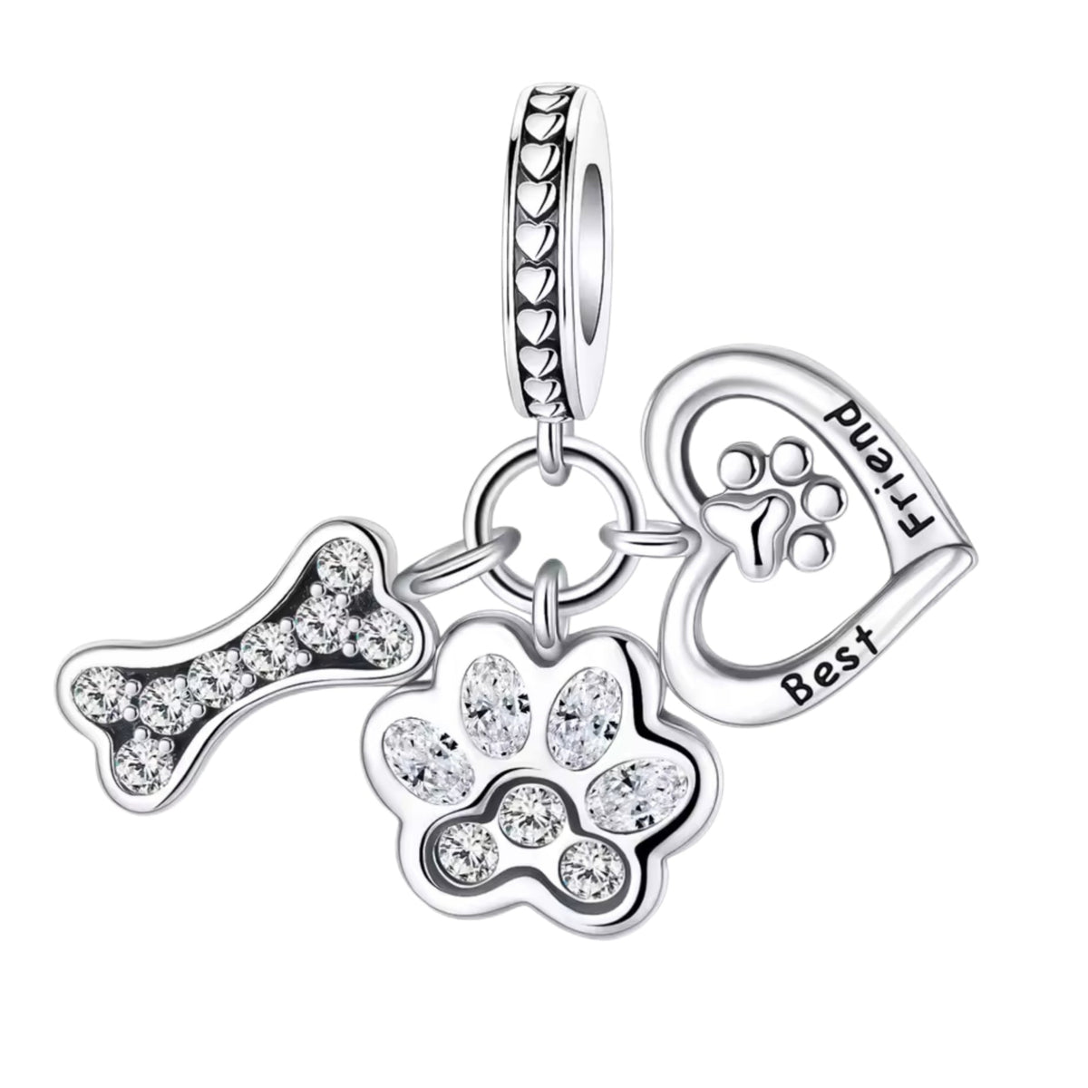 Paw Bone & Heart 'Best Friend' Charm - Sparks Charms