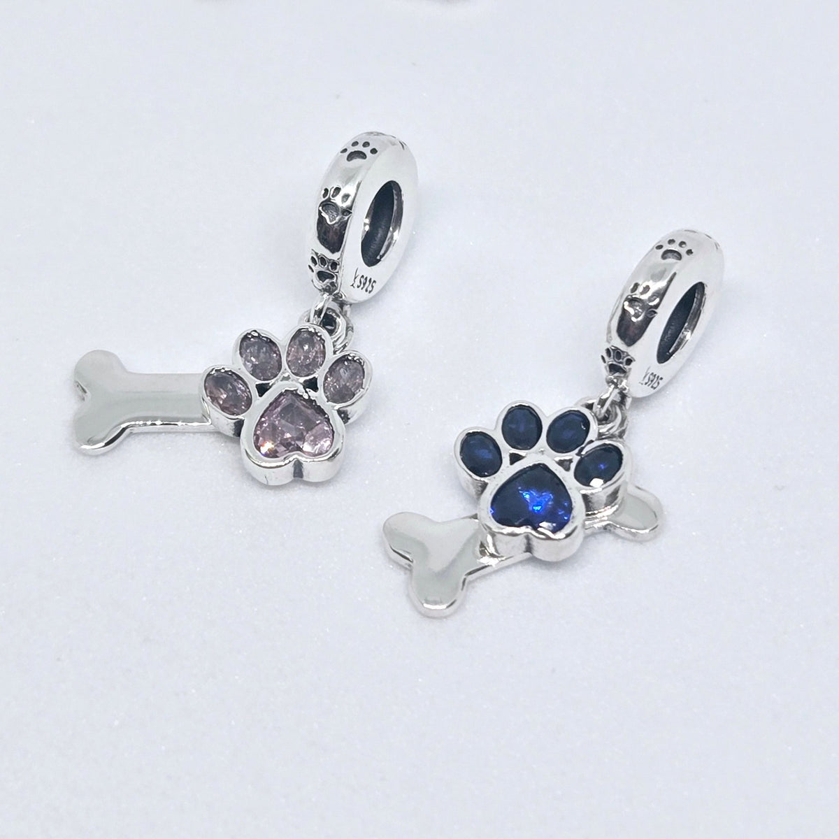 Paw & Bone or Paw & Fish in Pink/Blue Charm - Sparks Charms