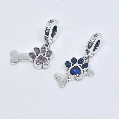 Paw & Bone or Paw & Fish in Pink/Blue Charm - Sparks Charms