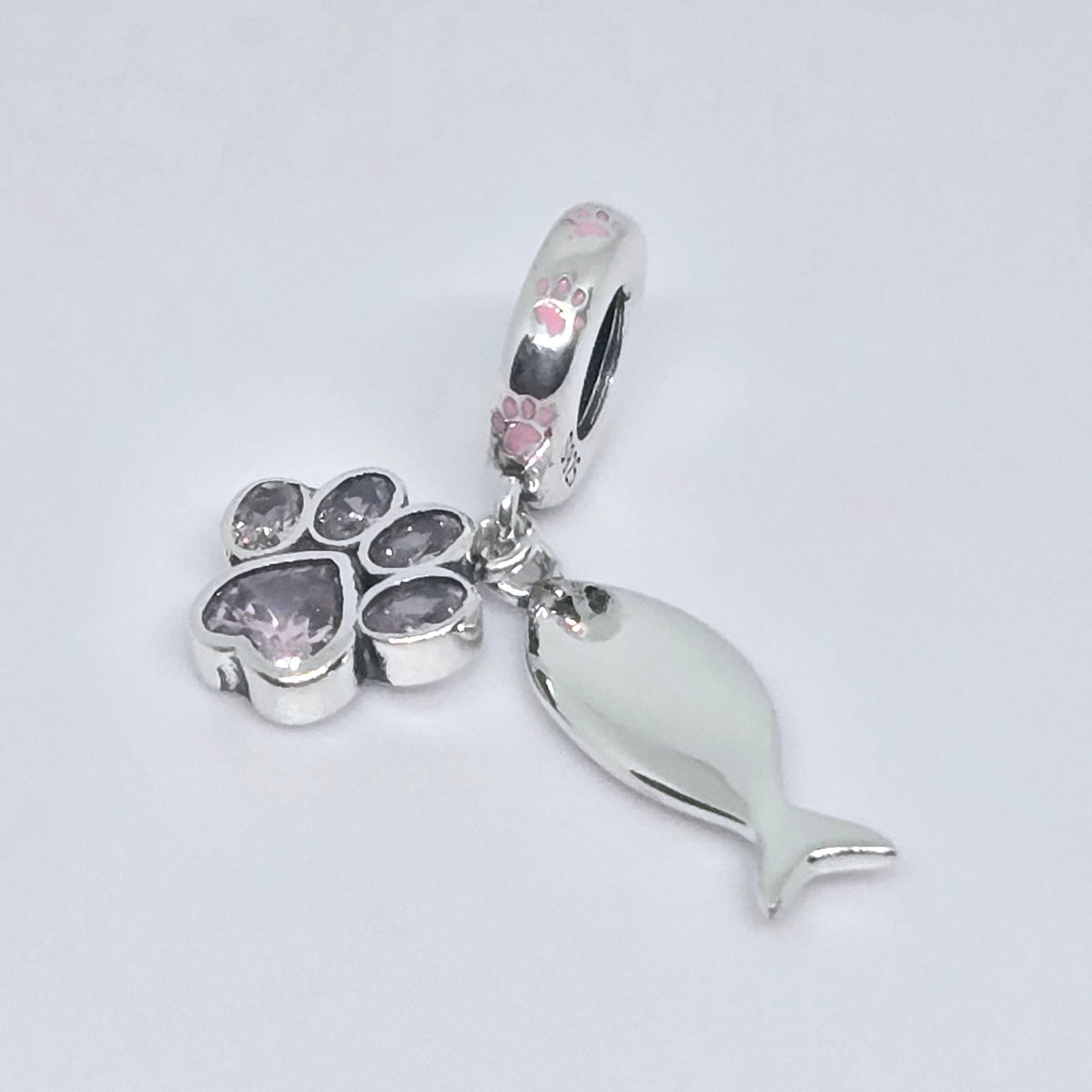 Paw & Bone or Paw & Fish in Pink/Blue Charm - Sparks Charms