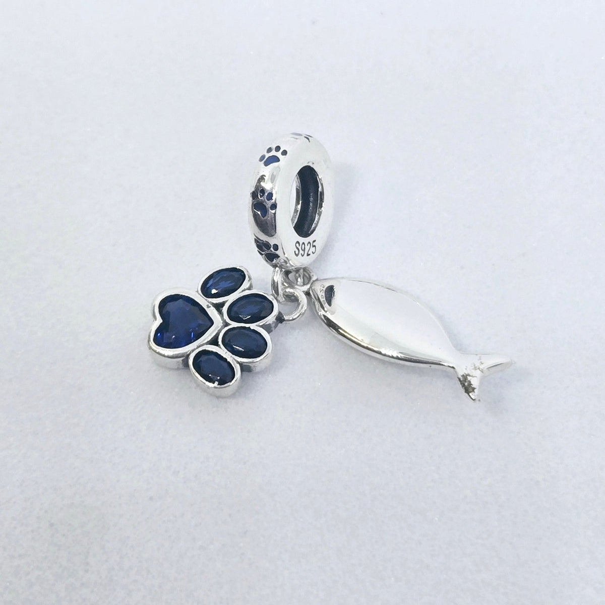 Paw & Bone or Paw & Fish in Pink/Blue Charm - Sparks Charms