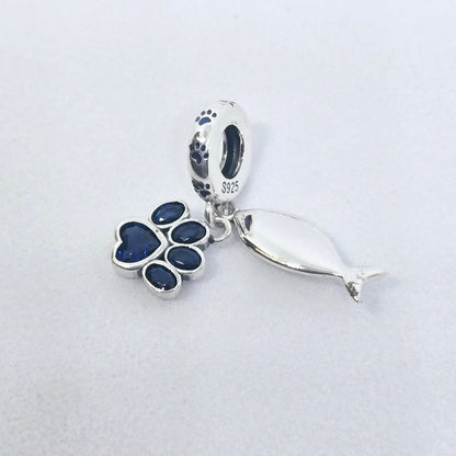 Paw & Bone or Paw & Fish in Pink/Blue Charm - Sparks Charms