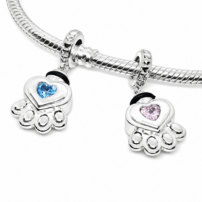 Paw Print 'Forever in my heart' Pink or Blue Pet Urn Charm - Sparks Charms
