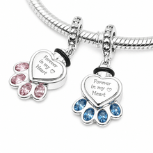 Paw Print 'Forever in my heart' Pink or Blue Pet Urn Charm - Sparks Charms