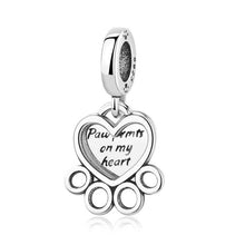'Paw prints on my heart' Double Dangle Pet Memorial Charm - Sparks Charms