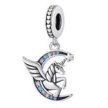 Pegasus & Moon Lucky & Sparkling Blue Heart Unicorn Charm - Sparks Charms