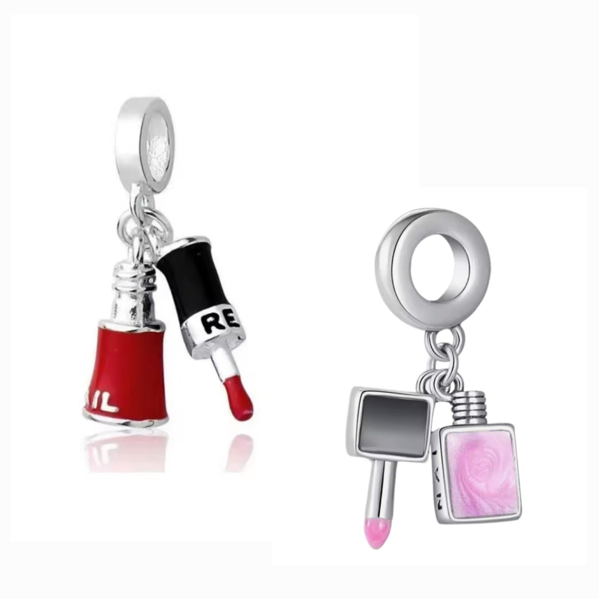 Pink & Red Nail Varnish Nail Technicians Charm - Sparks Charms