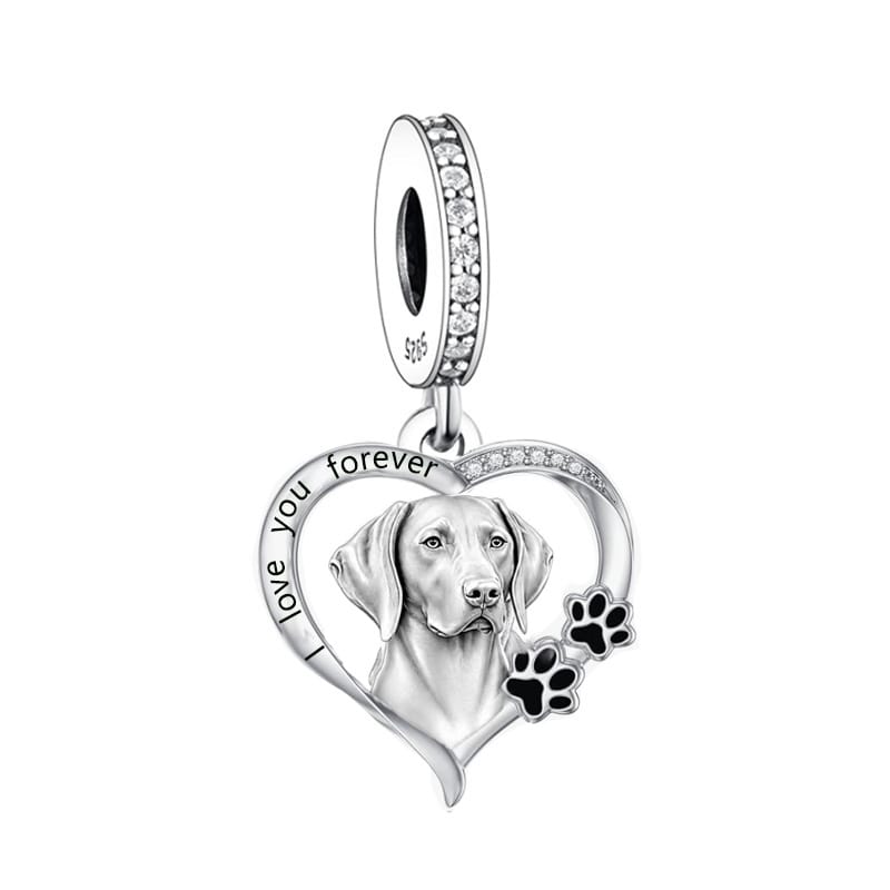 Pointer Weimaraner 'I love you forever' Charm - Sparks Charms