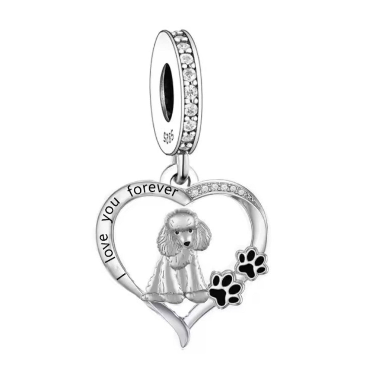 Poodle 'I love you forever' Charm - Sparks Charms
