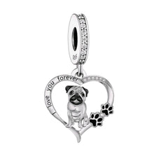 Pug 'I love you forever' Paw Prints Charm - Sparks Charms