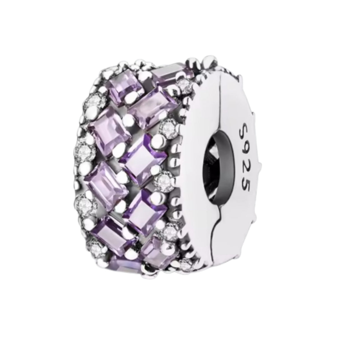 Purple Chevron Pave Clip on Spacer Charm - Sparks Charms