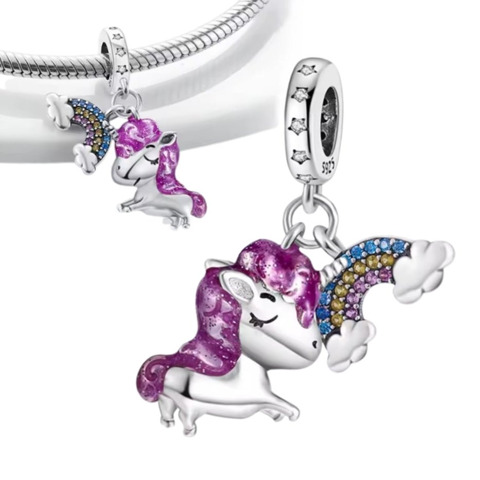 Purple Unicorn & Rainbow Charm - Sparks Charms