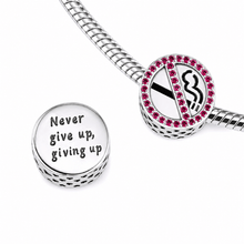 Quit Smoking 'Never give up, giving up' Motivational Milestone Bead Charm - Sparks Charms