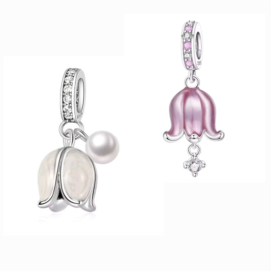 Pink or White Pearlescent Lily of the Valley Charm