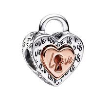 Rose & Silver Double Bead Heart Locket Charm - Sparks Charms