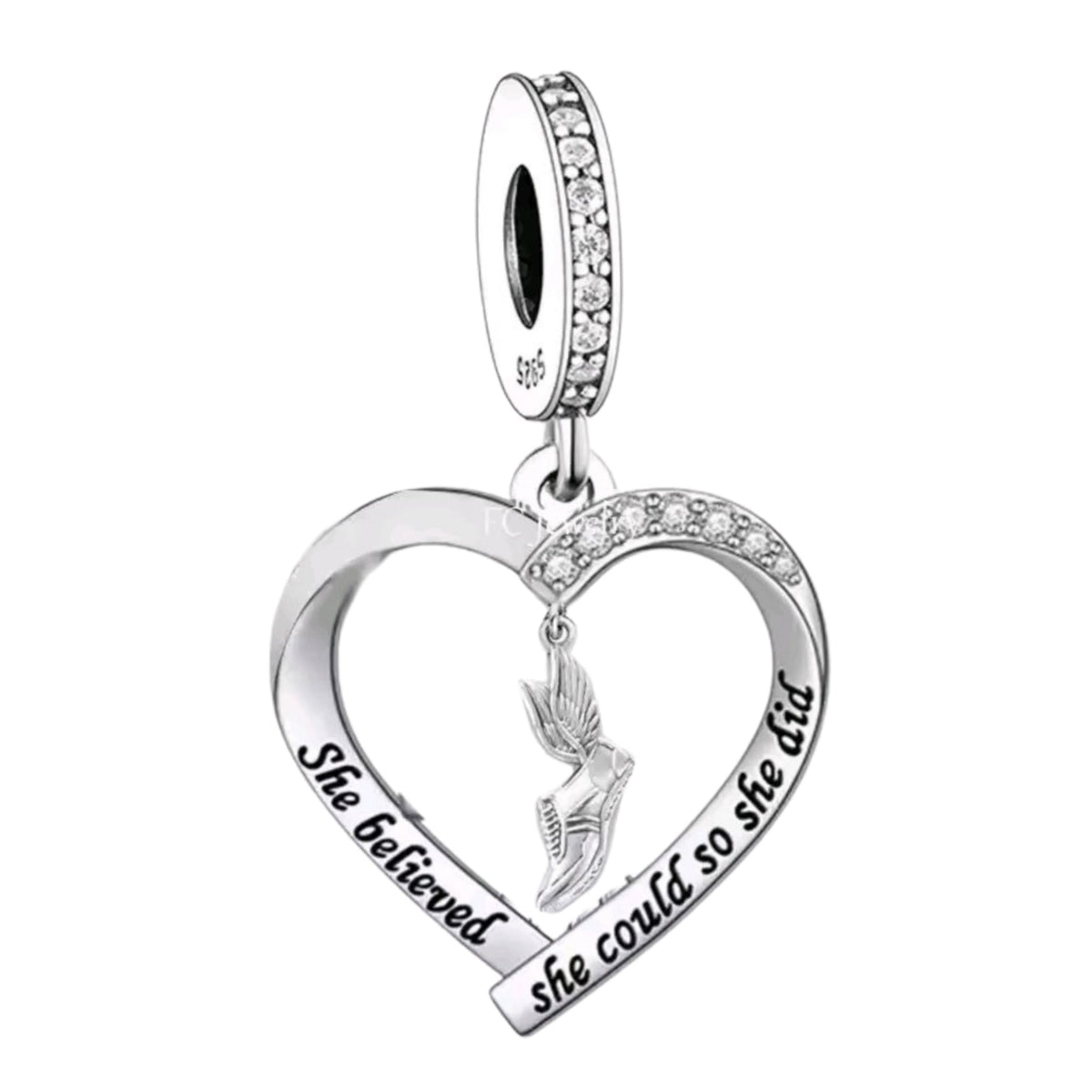 Running shoe with wings 'She believed she could' Charm - Sparks Charms