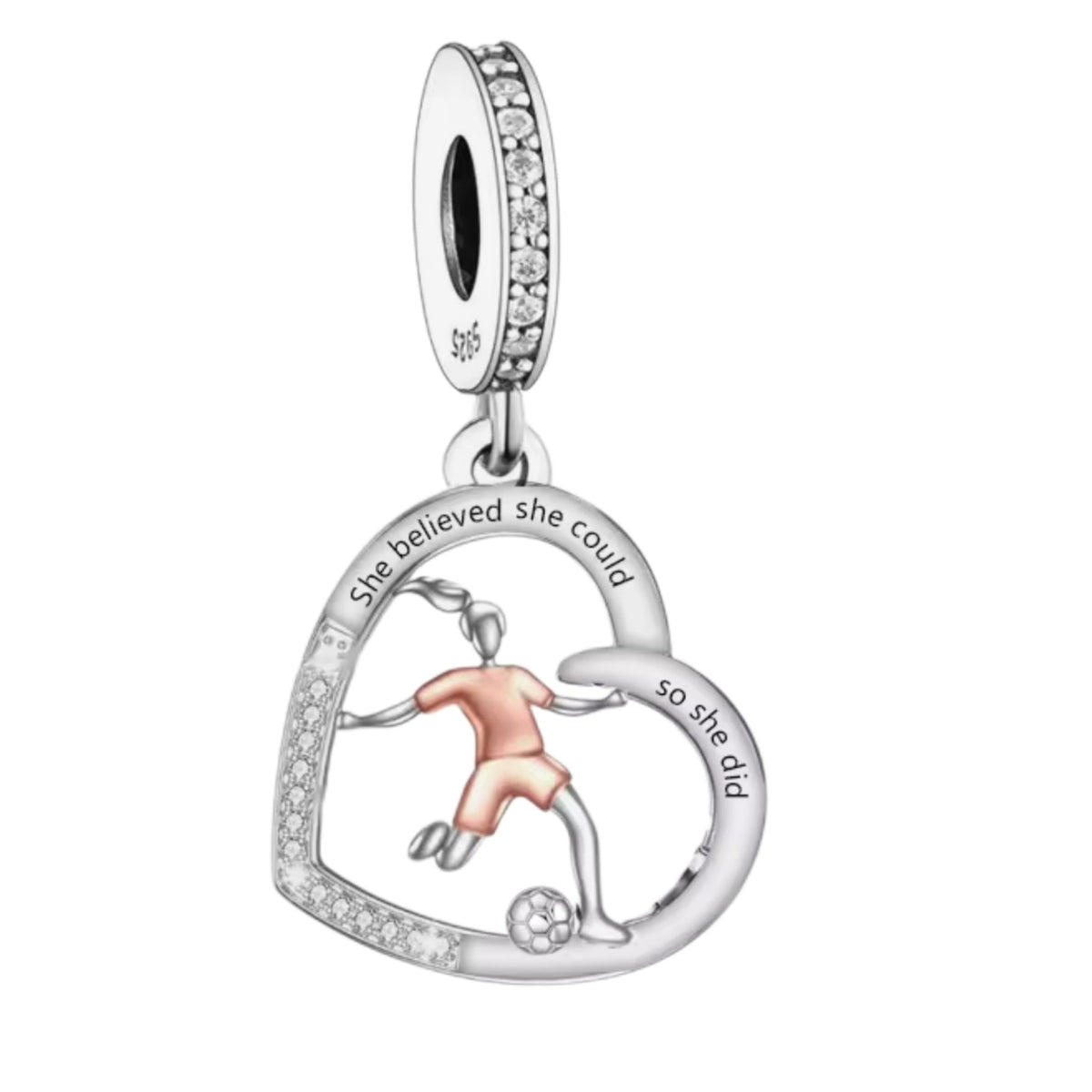 'She believed she could, so she did' Football Charm - Sparks Charms