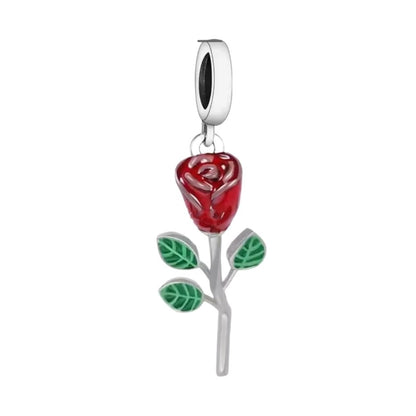 Single Pink or Dark Red Rose Charm - Sparks Charms