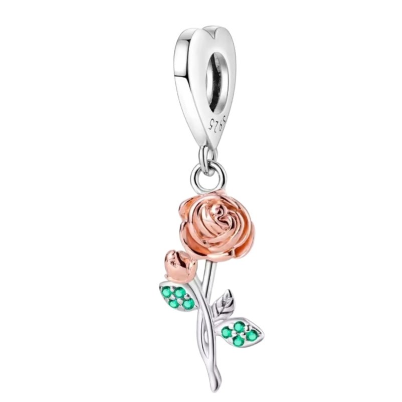 Single Pink or Dark Red Rose Charm - Sparks Charms