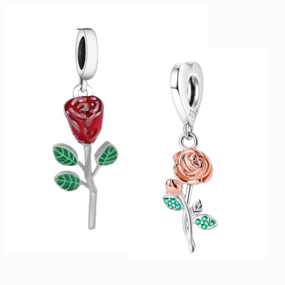 Single Pink or Dark Red Rose Charm - Sparks Charms