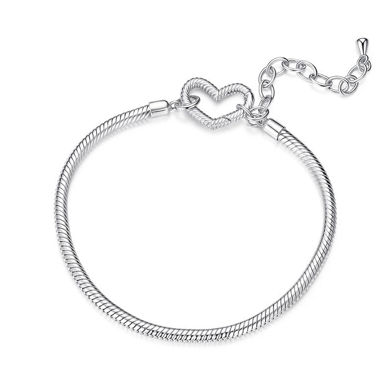 Solid Silver Heart Spring Ring Charm Bracelet - Sparks Charms