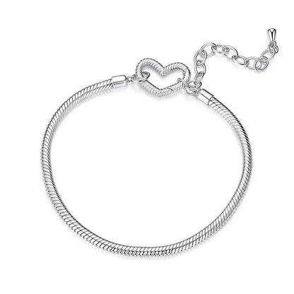 Solid Silver Heart Spring Ring Charm Bracelet - Sparks Charms