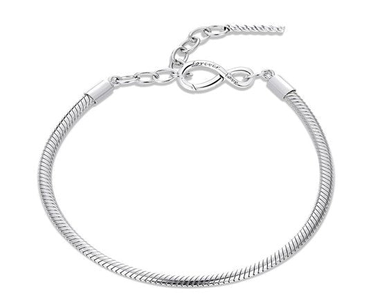 Solid Silver Infinity 'Forever Love' Loop Charm Bracelet - Sparks Charms
