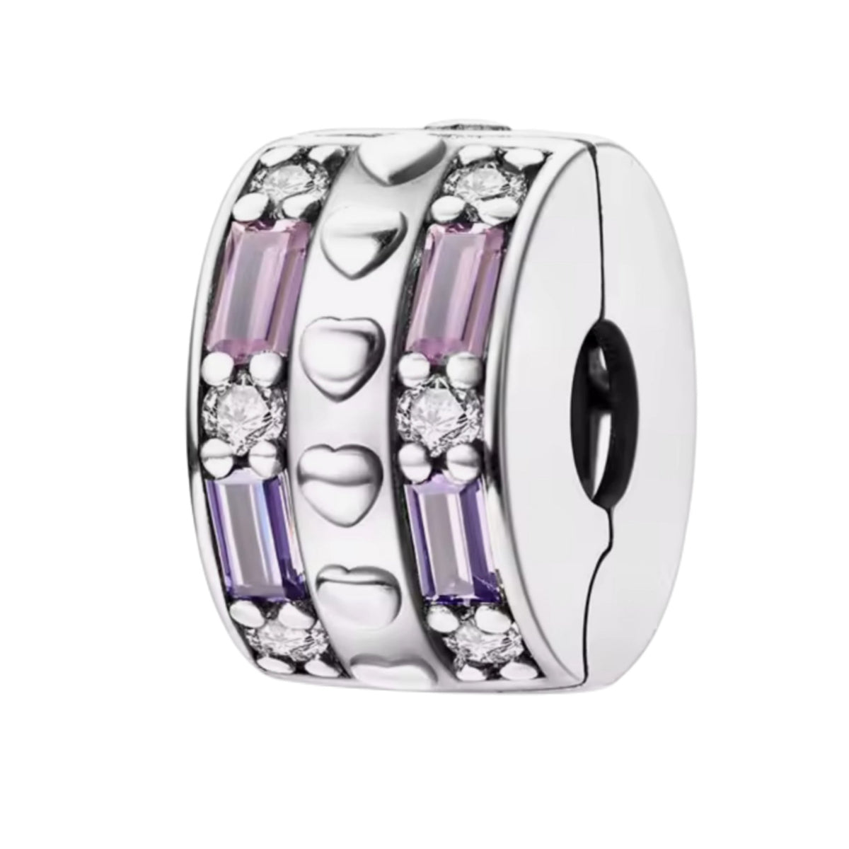 Sparkling Band & Dangling 'LOVE' Heart Clip on Spacer Charm - Sparks Charms