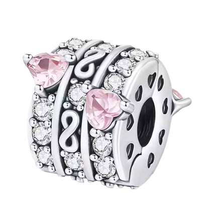 Sparkling Band & Dangling 'LOVE' Heart Clip on Spacer Charm - Sparks Charms