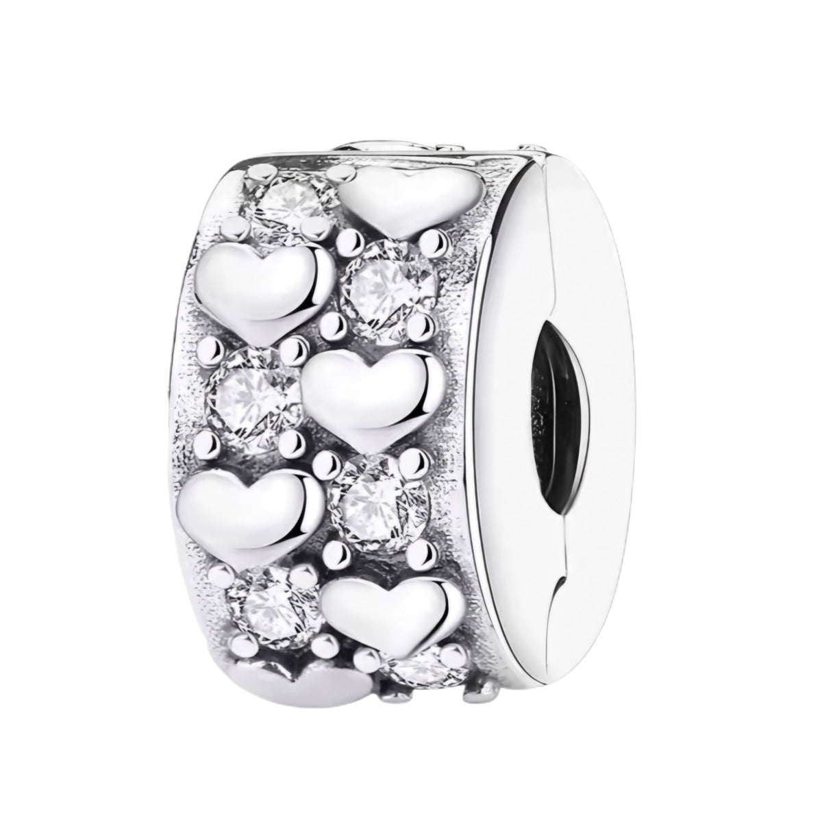 Sparkling Band & Dangling 'LOVE' Heart Clip on Spacer Charm - Sparks Charms